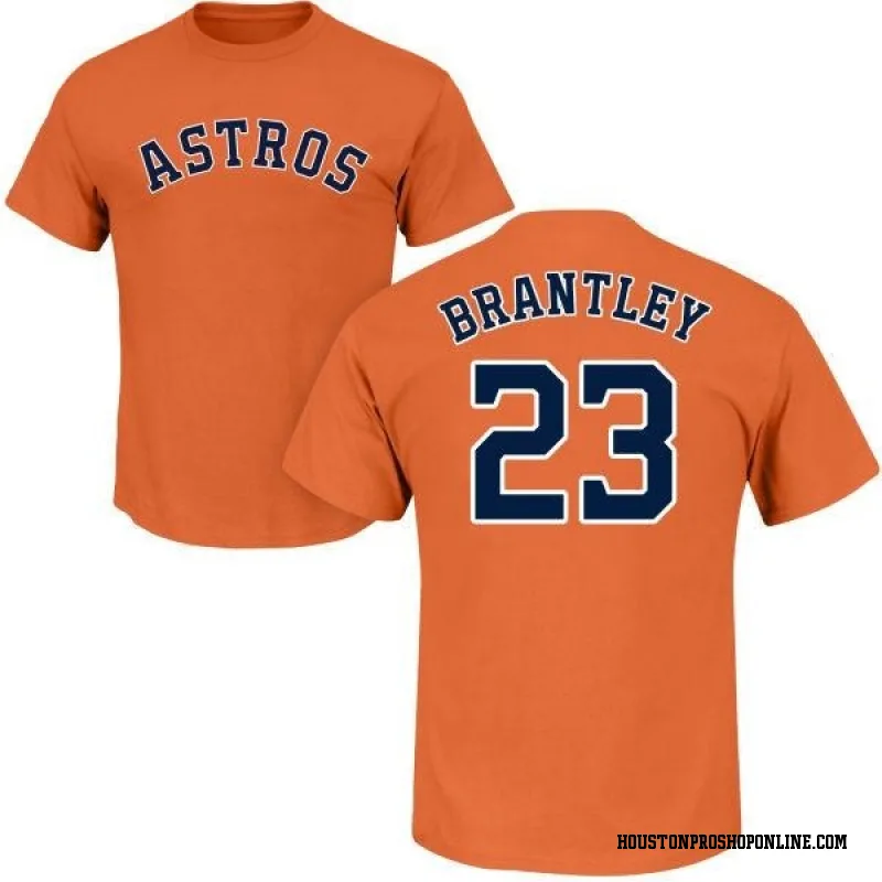 Michael Brantley Houston Astros Women's Navy Backer Slim Fit Long Sleeve T- Shirt 